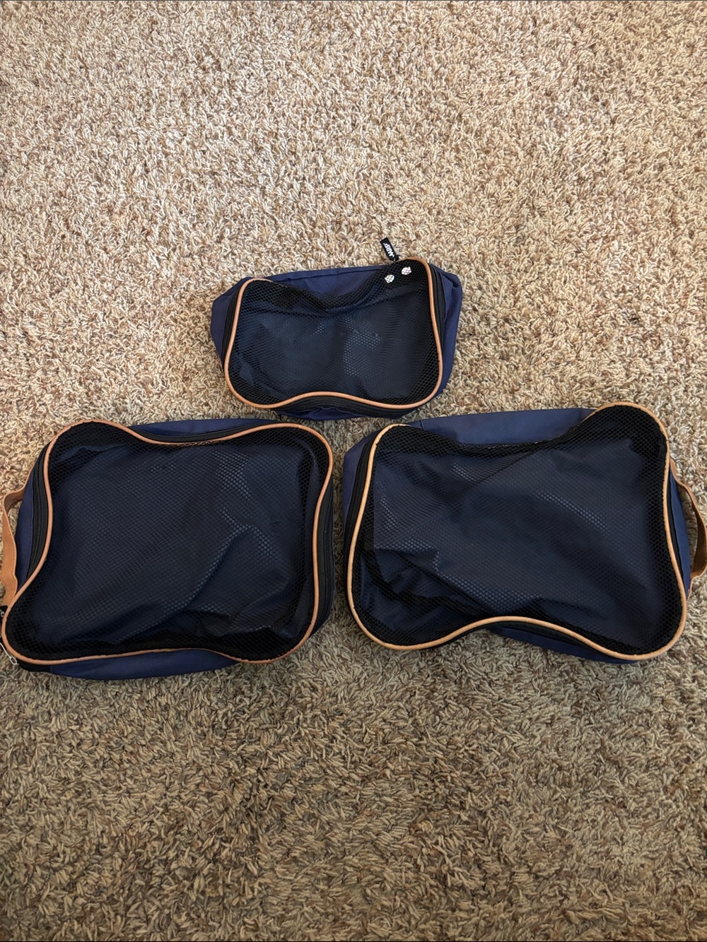Men's Navy and Tan Travel Packing Cubes - Set of 3